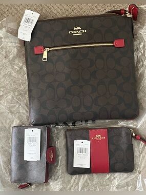 Coach C1554 Rowan File Bag Signature Canvas Crossbody Bag With Wallet & Wristlet